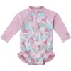 Uv Skinz Kids'  Long Sleeve Ruffle Legged Swim Suit In Pink