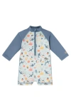 Uv Skinz Babies'  Long Sleeve Swim Romper In Blue