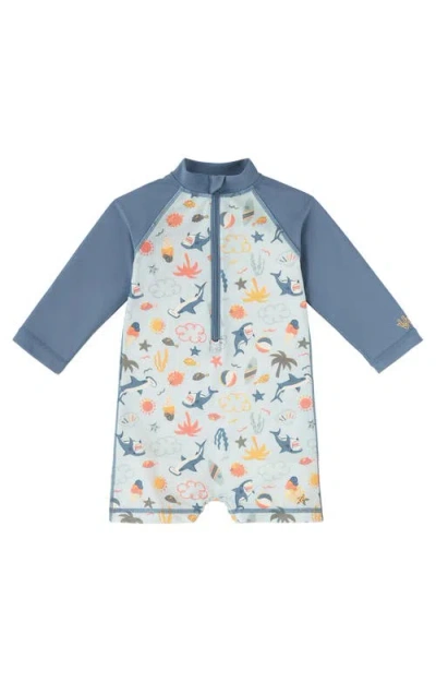 Uv Skinz Babies'  Long Sleeve Swim Romper In Blue