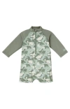 Uv Skinz Babies'  Long Sleeve Swim Romper In Green
