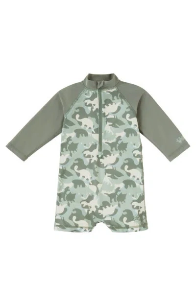Uv Skinz Babies'  Long Sleeve Swim Romper In Green