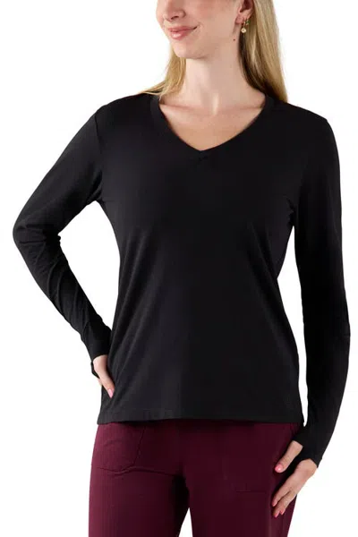Uv Skinz Long Sleeve V-neck R&r Tee In Black