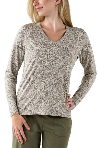 Uv Skinz Long Sleeve V-neck R&r Tee In Dusty Lilac Imprint