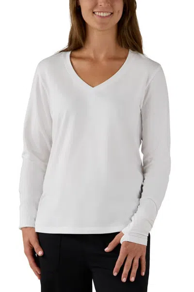 Uv Skinz Long Sleeve V-neck R&r Tee In White