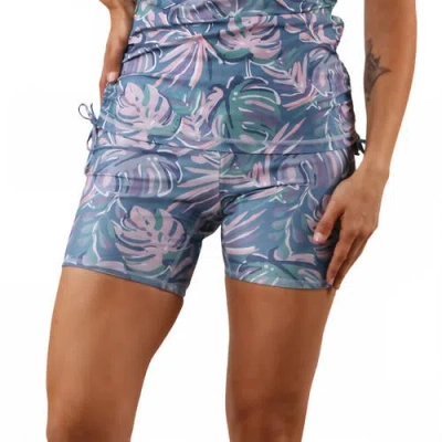 Uv Skinz Reversible Active Swim Shorts In Pastel Palms/moon Dust