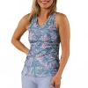Uv Skinz Ruched Tank Top In Pastel Palms