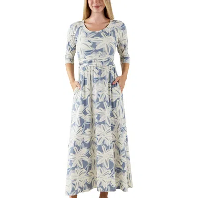Uv Skinz Scoop Neck Maxi Dress In Slate Blue Breezy Floral