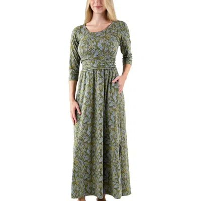 Uv Skinz Scoop Neck Maxi Dress In Slate Blue Brushstrokes