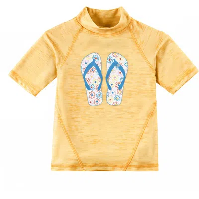 Uv Skinz Babies'  Short Sleeve Sport Sun & Swim Shirt In Marigold Sandy Beach