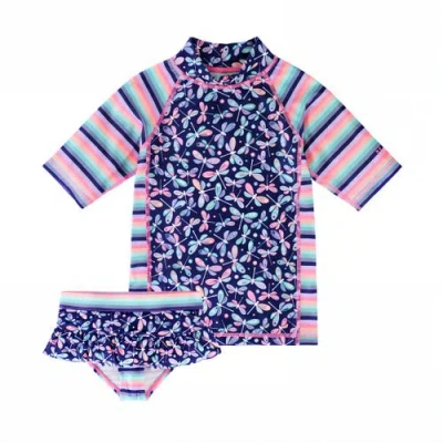 Uv Skinz Babies'  Short Sleeve Sunny Swim Set In Darling Dragonflies