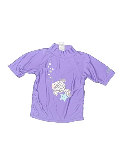 Pre-owned Uv Skinz Kids' Short Sleeve Top Purple Stars Pattern Keyhole Neckline Tops