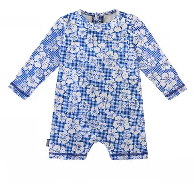 Uv Skinz Babies'  Uv Sunzie In Blue Hibiscus Gingham