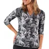 Uv Skinz V-neck Sun & Swim Shirt In Woodblock Tropics