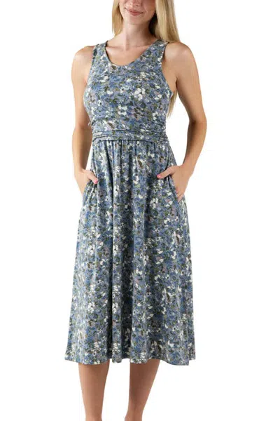 Uv Skinz V-neck Midi Dress With Pockets In Blue