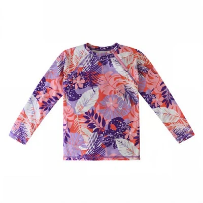Uv Skinz Kids'  Zippy Long Sleeve Sun & Swim Shirt In Lilac Tropical