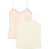 Uwila Warrior Happy Seams 2-pack Lace Trim Camisoles In Winter White/smoke Grey