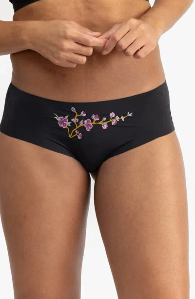 Uwila Warrior Better Briefs Embroidered Seamless Briefs In Tap Shoe Black