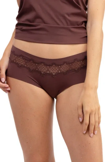 Uwila Warrior Soft Seamless Briefs With Lace In Brown