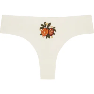 Uwila Warrior Soft Seamless Thong With Embroidery In White