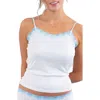Uwila Warrior Soft Silk Lace Trim Camisole In Winter White/sky Blue