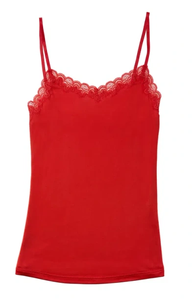 Uwila Warrior Soft Silk Lace Trim Camsiole In Red