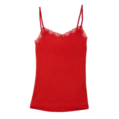Uwila Warrior Women's Soft Silk Lace Camisole - Fiery Red