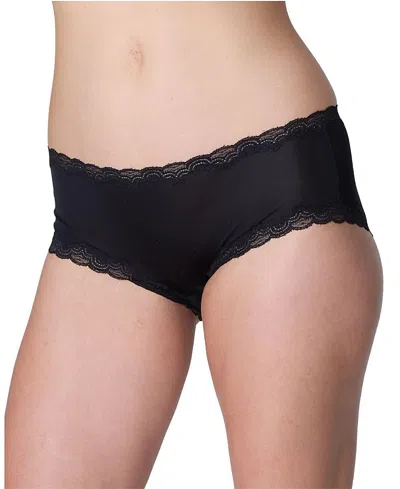 Uwila Warrior Women's Soft Silk Lace Trim Briefs In Black