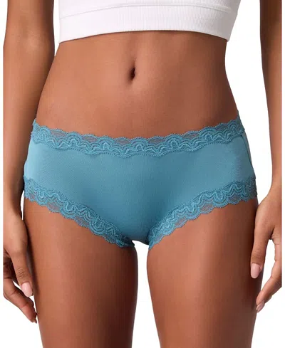 Uwila Warrior Women's Soft Silk Lace Trim Briefs In Blue