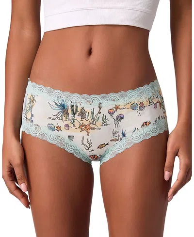 Uwila Warrior Women's Soft Silk Printed Lace Trim Brief In Multi