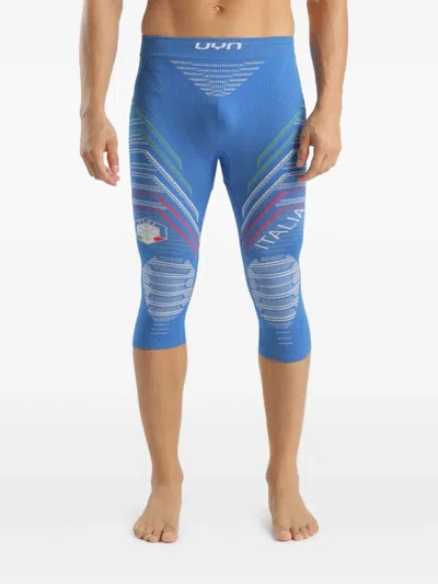 Uyn Natyon Three-stripe Patterned Performance Leggings In Blue