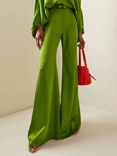 Uzwholesale High Waisted Loose Split Joint Wide Leg Pants In Green