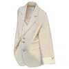 Uzwholesale Women's Leisure Style Block Sleeve Blazer In Cream In White