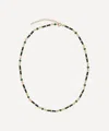 V By Laura Vann 18ct Gold-plated Marlowe Black Enamel And Green Stone Necklace