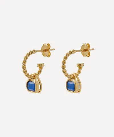 V By Laura Vann 18ct Gold-plated Vermeil Silver Blue Lapis Charm Hoop Earrings