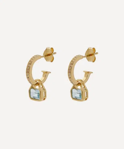 V By Laura Vann 18ct Gold-plated Vermeil Silver Blue Topaz Charm Hoop Earrings