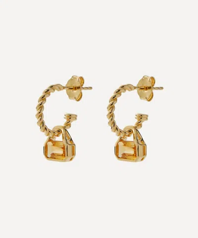 V By Laura Vann 18ct Gold-plated Vermeil Silver Citrine Charm Hoop Earrings