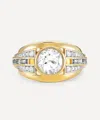 V By Laura Vann 18ct Gold-plated Vermeil Silver Olive White Topaz Bombe Ring