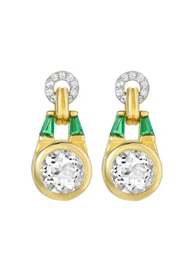 V By Laura Vann Buckle Round-stone Earrings In Gold
