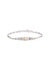 V By Laura Vann Crystal-embellished Rhodium-plated Bracelet In Silver