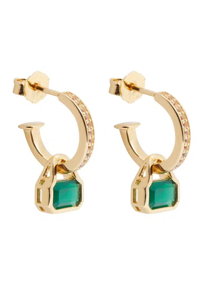 V By Laura Vann Embellished 18kt Gold-plated Hoop Earrings In Green