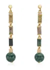 V By Laura Vann Embellished 18kt Gold Vermeil Drop Earrings In Green