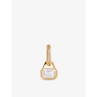V By Laura Vann Womens Gold April 18ct Yellow Gold-plated Recycled Sterling-silver And White Topaz C