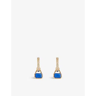 V By Laura Vann Womens Gold September 18ct Yellow Gold-plated Recycled Sterling-silver Lapis And Whi