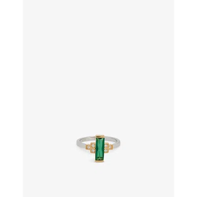 V By Laura Vann Womens 2-tone Gold Silver Audrey 18ct Yellow Gold And Rhodium-plated 925 Sterling-silver And Cubic Z