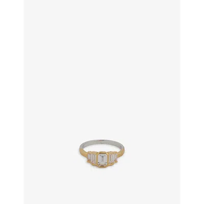 V By Laura Vann Womens  Isla 18ct Yellow Gold And Rhodium-plated 925 Sterling-silver And Cubic Zircon In 2-tone Gold Silver