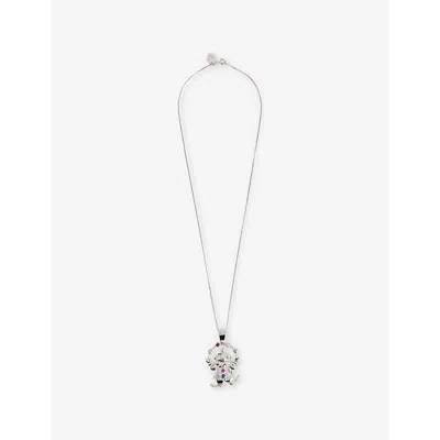 V By Laura Vann Womens  Clown Silver-and-cubic-zirconia Pendant Necklac In Metallic
