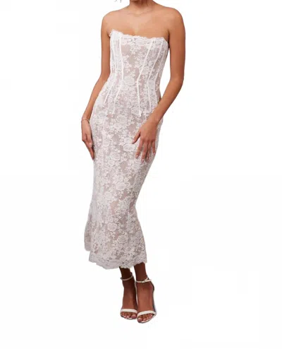 V. Chapman Capulet Midi Dress In White Chantilly Lace