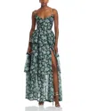 V. Chapman Caterina Tiered Dress In Emerald Peony Print