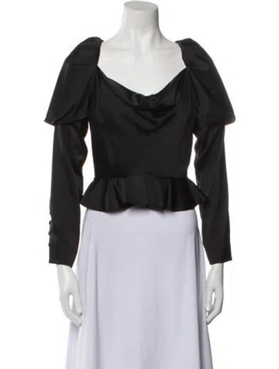 Pre-owned V. Chapman Cowl Neck Long Sleeve Crop Top W/ Tags In Black