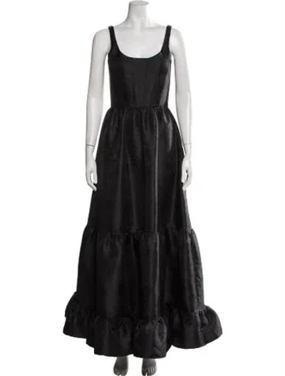 Pre-owned V. Chapman Floral Print Long Dress In Black